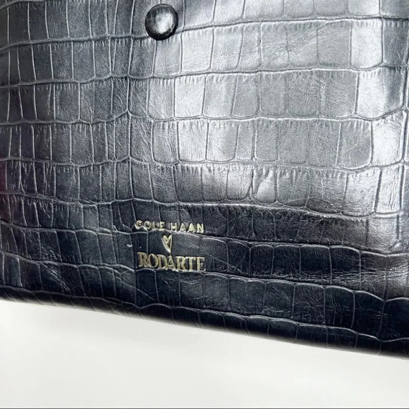 Cole Haan Rodarte Black Croc-Embossed Satchel purse - Picture 4 of 15